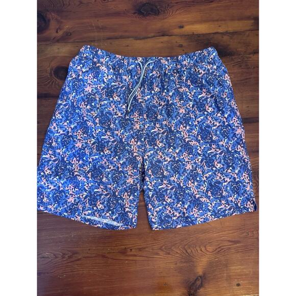 Peter Millar Men's Blue Turtle Tide Graphic Print 8" Swim Trunks Drawstring XL - Picture 2 of 15